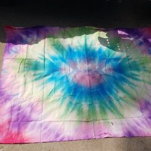 Large warm colored tye dye tapestry